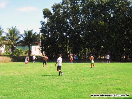 home-futebol Vista do gol do campo de futebol